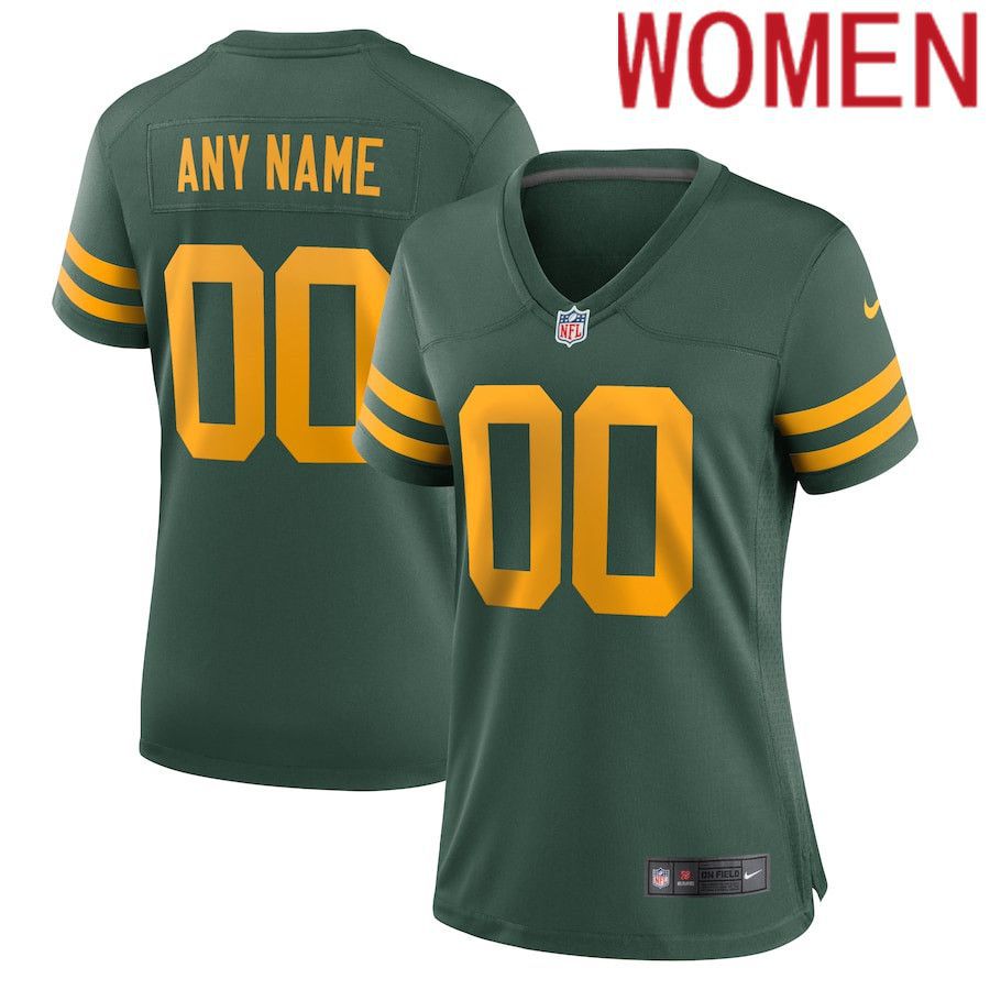 Women Green Bay Packers Nike Green Alternate Custom NFL Jersey->customized nfl jersey->Custom Jersey
